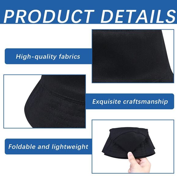 8124 12 PCS Unisex Plain Double Sided Wearable Black Bucket Hat Pack Bulk